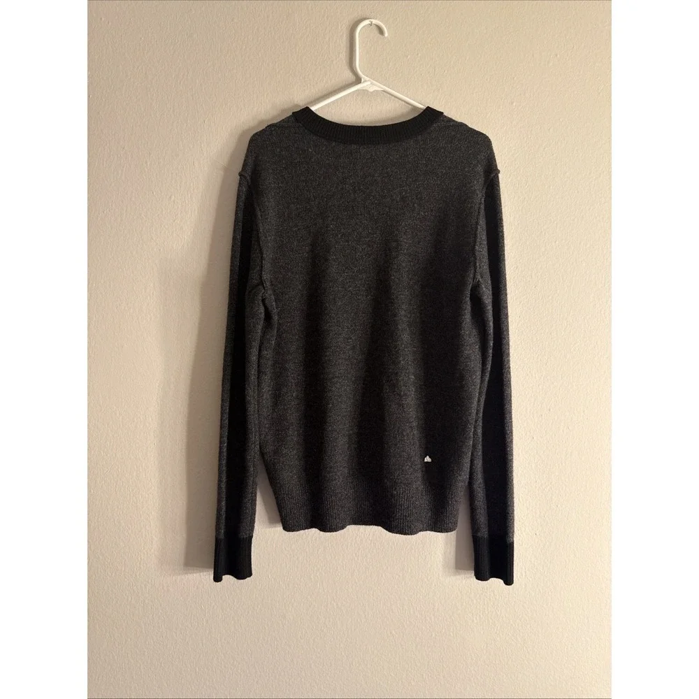 Banana Republic Mens Lambswool V-Neck Sweater Charcoal‎ Gray Black Medium